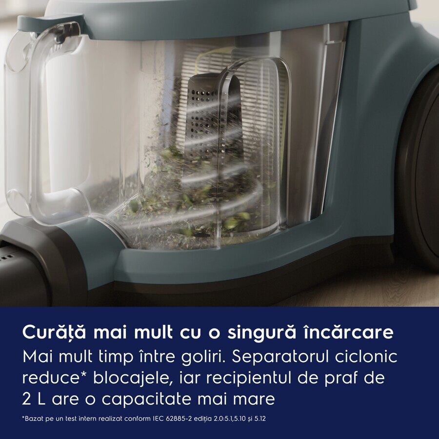 Aspirator fara sac Electrolux EL31C2OG 1000W, capacitate colectare 2 L, nivel de zgomot 78 dB, verde
