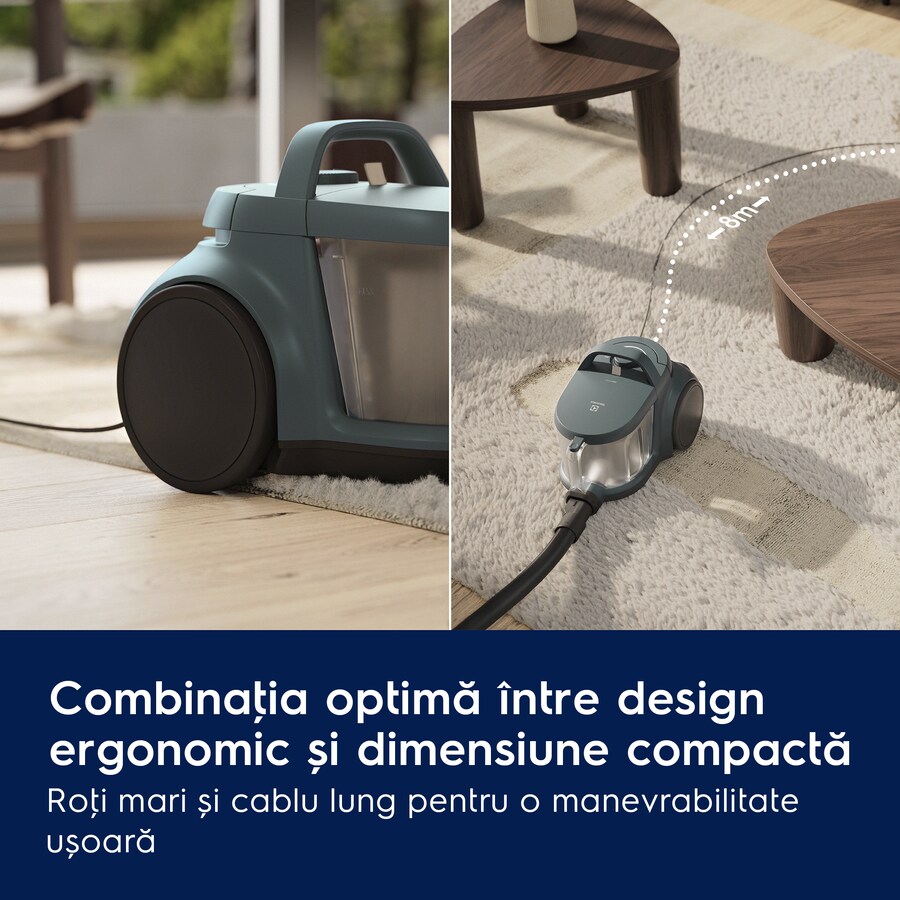 Aspirator fara sac Electrolux EL31C2OG 1000W, capacitate colectare 2 L, nivel de zgomot 78 dB, verde