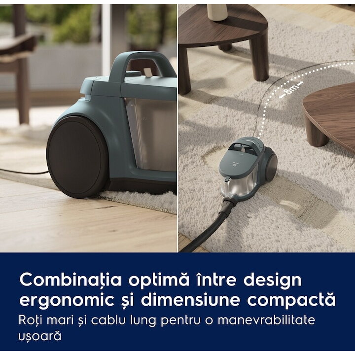 Aspirator fara sac Electrolux EL31C2OG 1000W, capacitate colectare 2 L, nivel de zgomot 78 dB, verde