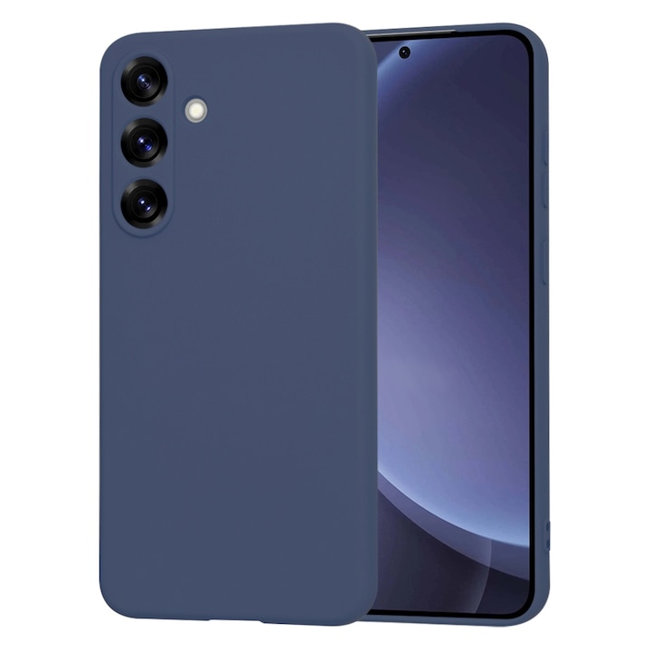 Husa pentru Samsung Galaxy S25 Daden® Silicon SoftFlex, Ultra Slim, Protectie sporita, Interior de microfibra, Albastru inchis