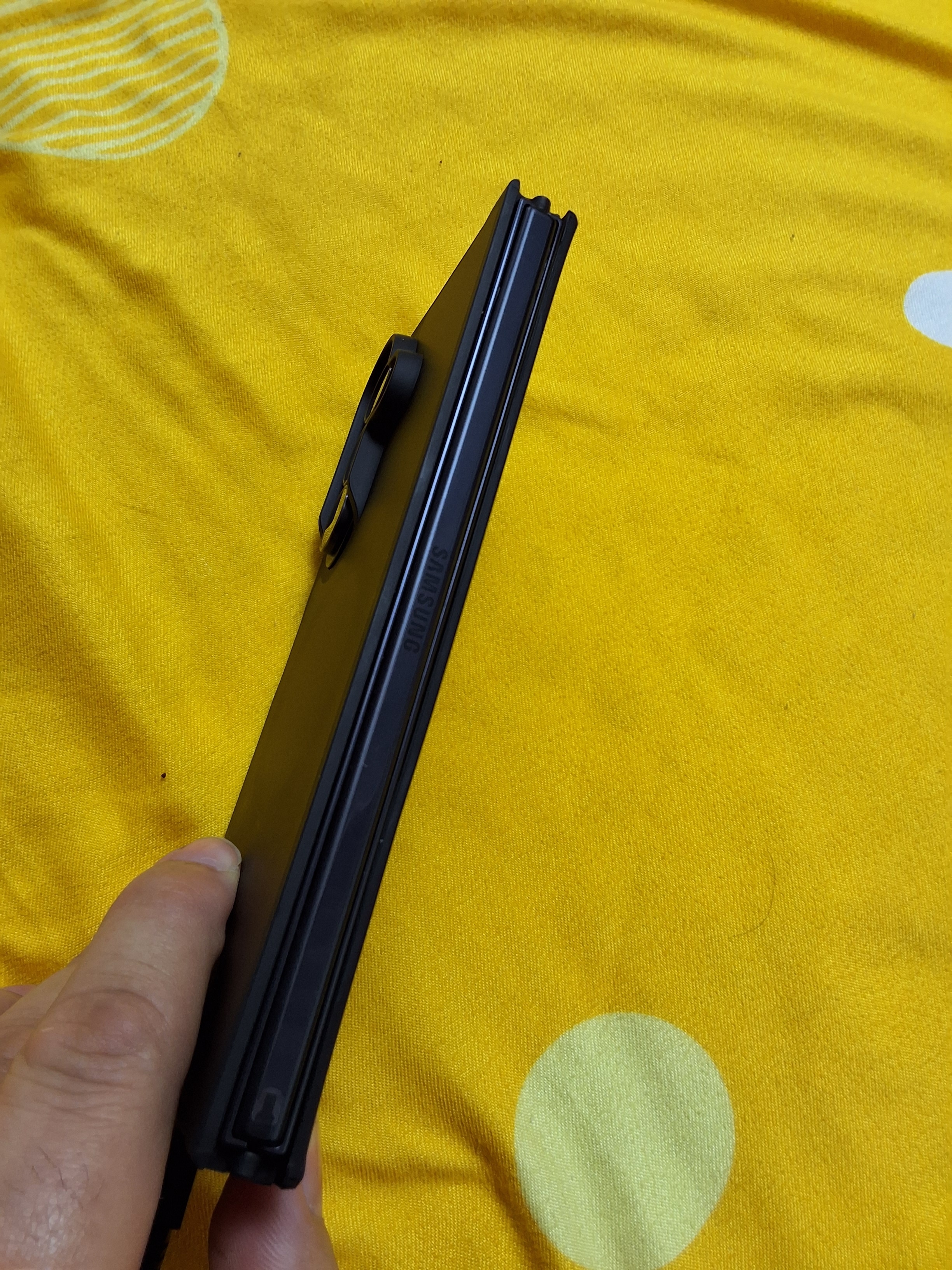 Husa telefon pentru Samsung Galaxy Z Fold7, Protectie Colturi, MagSafe, Negru Transparent