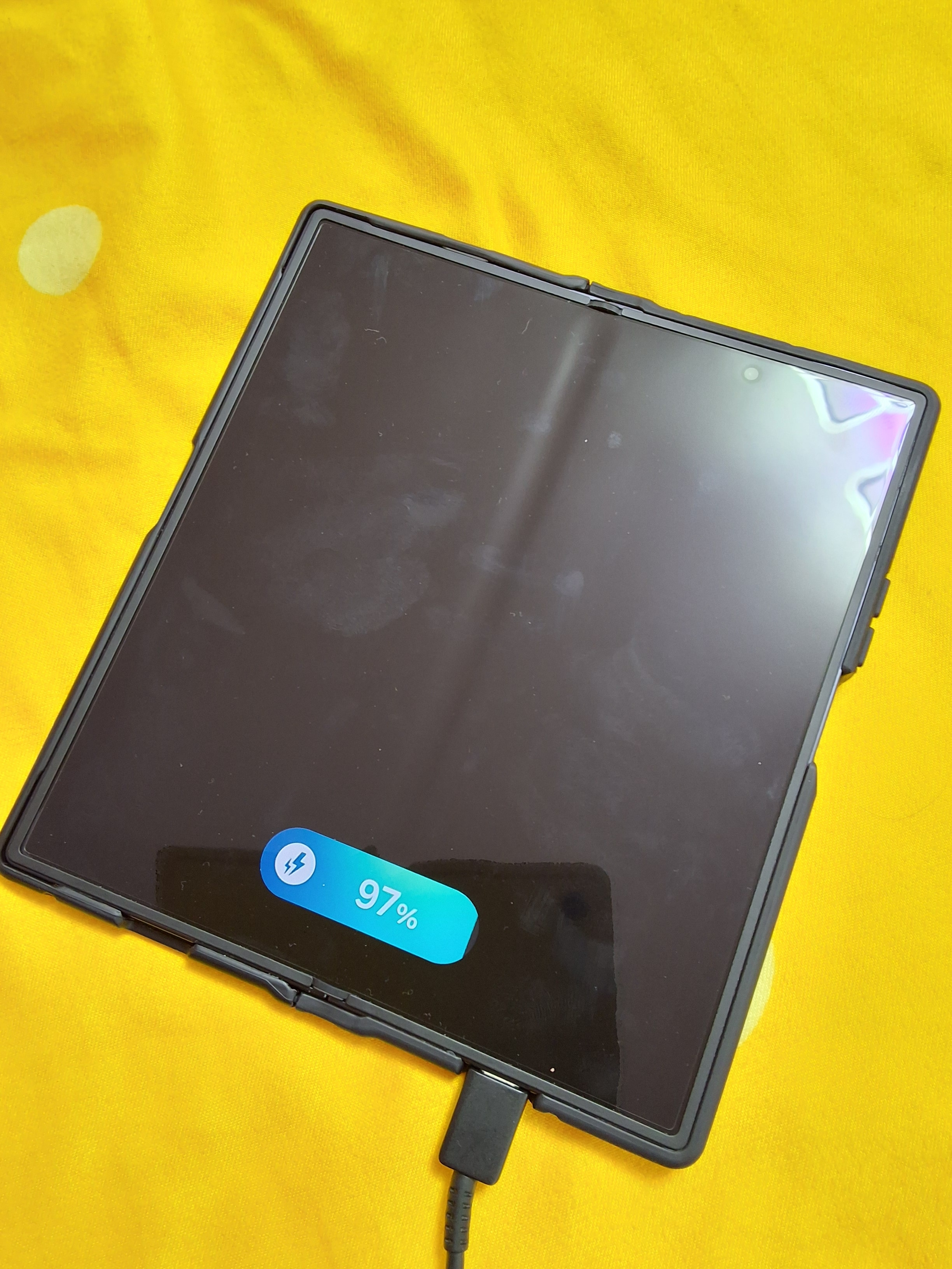Husa telefon pentru Samsung Galaxy Z Fold7, Protectie Colturi, MagSafe, Negru Transparent