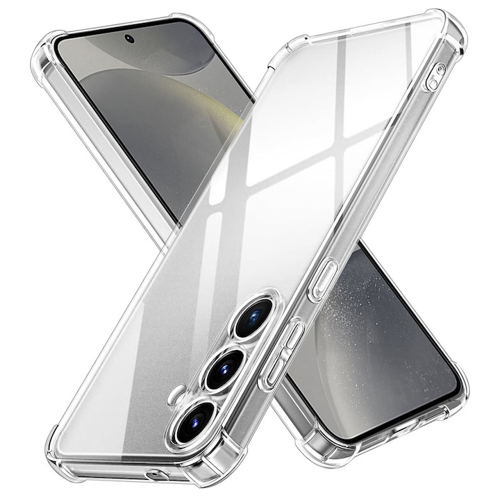 Husa de silicon pentru Samsung Galaxy S25 Plus, Slim Anti-Soc, TPU, Potrivire perfecta, Flexibil, Durabil, Colturi rezistente la impact, Transparenta completa
