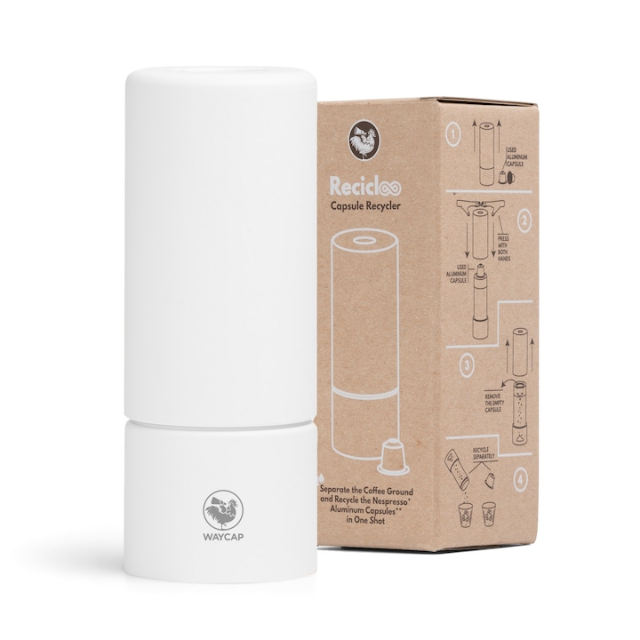 Reciclator de capsule, WayCap, compatibil cu Nespresso, Recicloo, alb