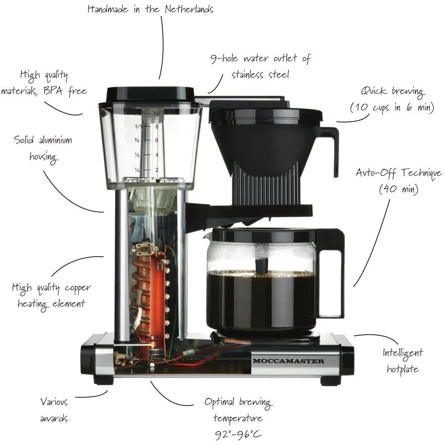 Cafetiera Moccamaster KBGT 741, 1520 W, 1.25 l, 10 cesti, Gri/Argintiu