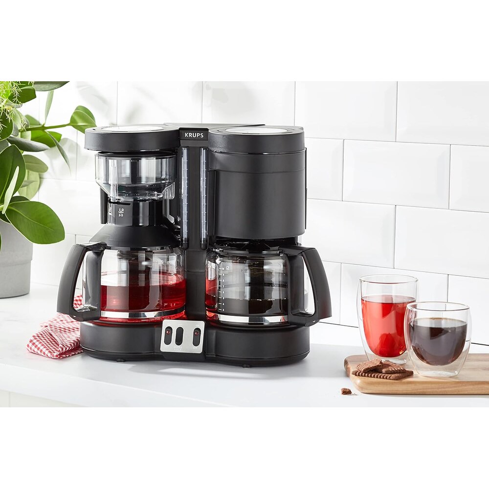 Cafetiera Krups Duothek Plus KM 8508, 1100W, 1L, 10 cesti, Oprire automata, Mentinere la cald, Anti-picurare Negru