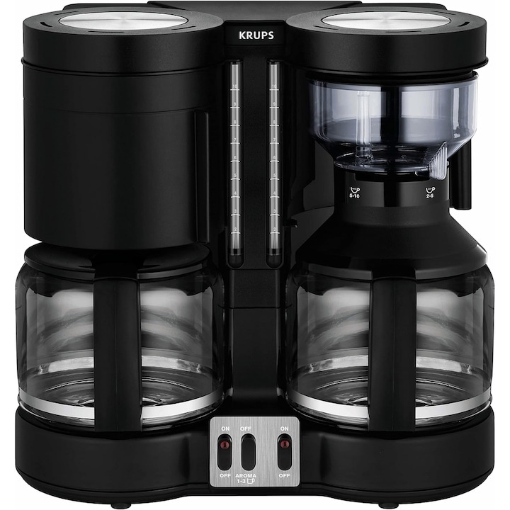 Cafetiera Krups Duothek Plus KM 8508, 1100W, 1L, 10 cesti, Oprire automata, Mentinere la cald, Anti-picurare Negru