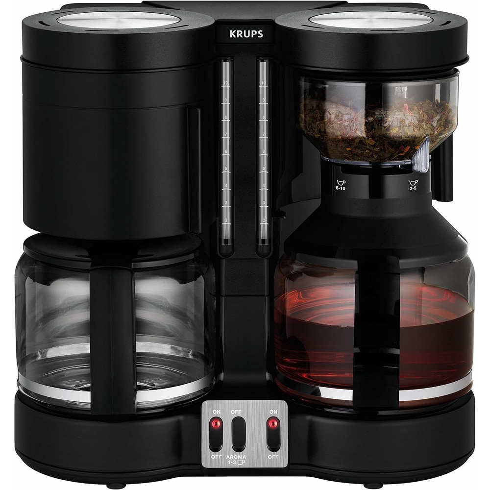 Cafetiera Krups Duothek Plus KM 8508, 1100W, 1L, 10 cesti, Oprire automata, Mentinere la cald, Anti-picurare Negru