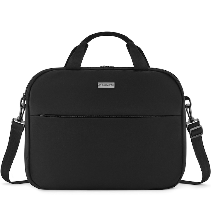 Geanta laptop dama, barbat, 15.6 inch, Zagatto®, Gri, 40x30x5,5 cm, Doua compartimente, Impermeabila, Eleganta, Business, Curea de umar reglabila si detasabila, Atasabila la troler, Pentru notebook, ZG870