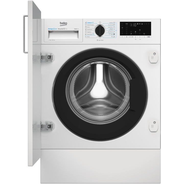 Masina de spalat rufe incorporabila Beko B3WBT671415W, Clasa A, EnergySpin, SteamCure, 7 kg, 1200rpm, Alb