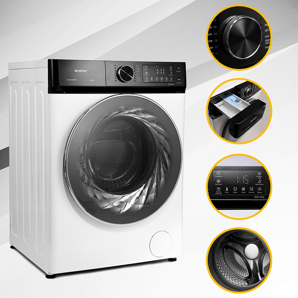 Masina de spalat rufe frontala VORTEX VMA1014D02S, 10 kg, 1400rpm, Clasa A, alb
