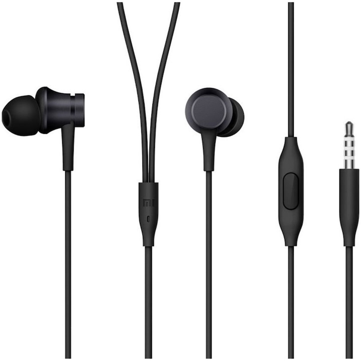 Casti cu fir Xiaomi, model MI BASIC, culoare neagra, lungime cablu 1.2m, microfon inclus