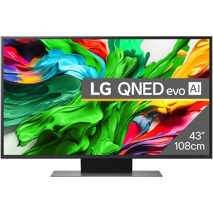 Televizor LG, 43QNED86A3C, 43", 4K, QNED, HDR, Smart, 3840x2160, 60Hz Nativ, DVB-T2/C/S2, procesor Alpha 7 AI, webOS 25 ThinQ, Upscaling 4K, Dolby Vision, Bluetooth 5.1, Negru