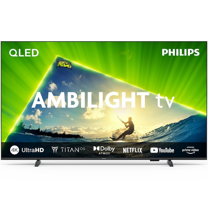 Televizor Philips AMBILIGHT tv QLED 65PUS8209, 164 cm, Smart TV, 4K Ultra HD, Clasa E (Model 2024)