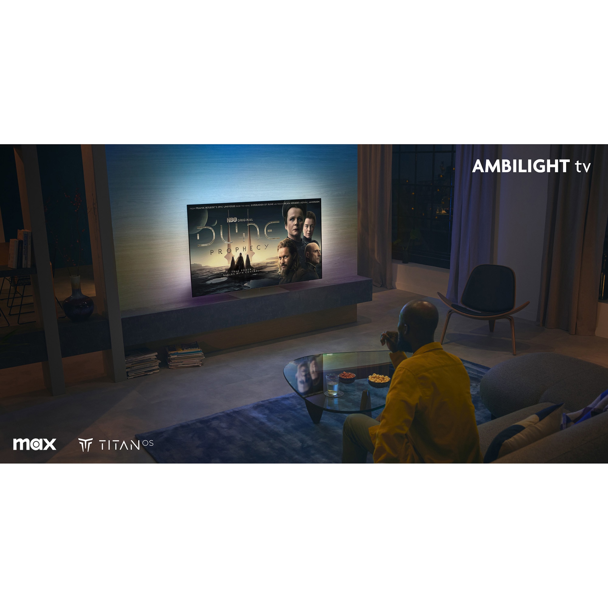 Televizor Philips AMBILIGHT tv QLED 65PUS8209, 164 cm, Smart TV, 4K Ultra HD, Clasa E (Model 2024)