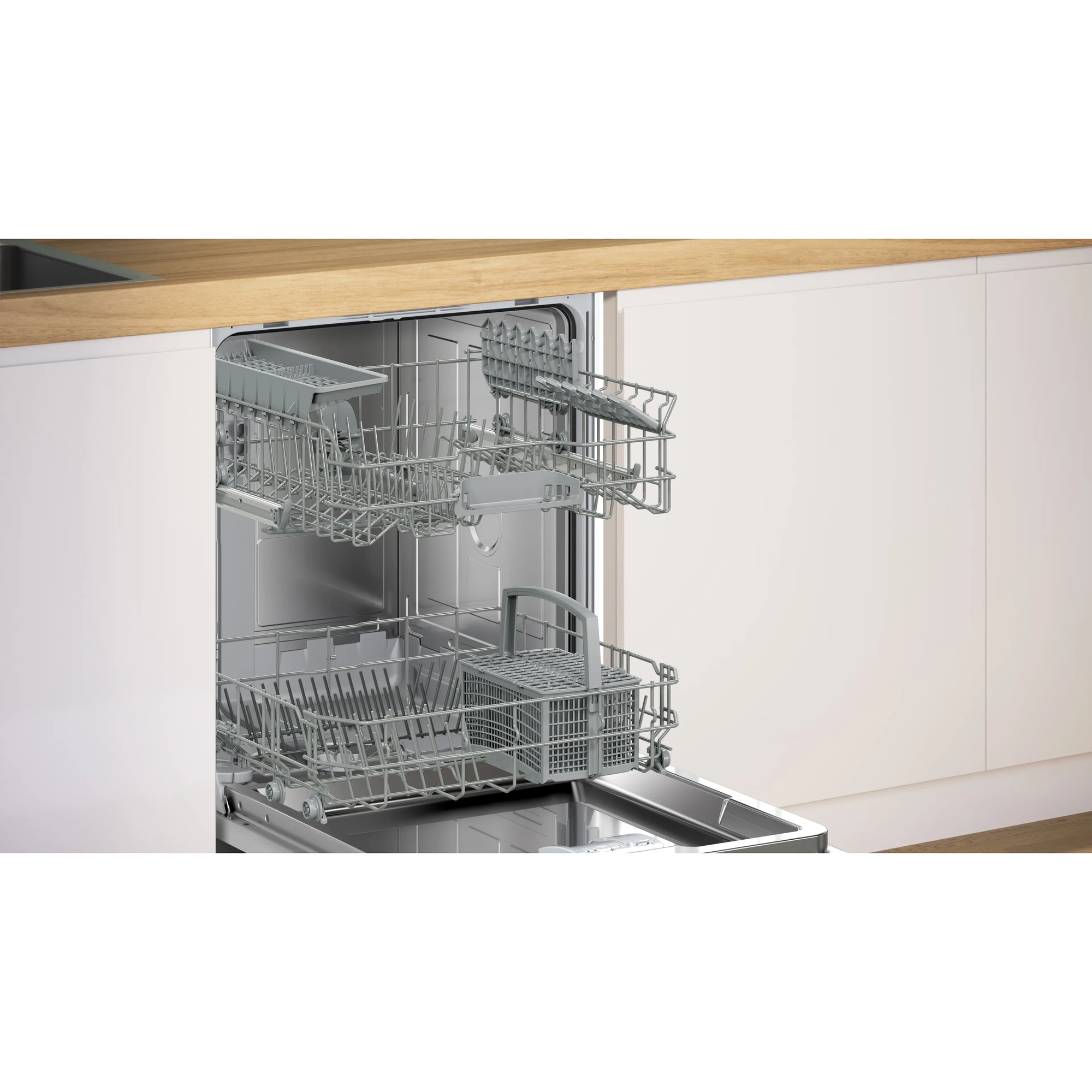 Masina de spalat vase complet incorporabila Bosch Serie 2, SMV2HTX06E, 60cm, 13 seturi, 5 programe, Alb