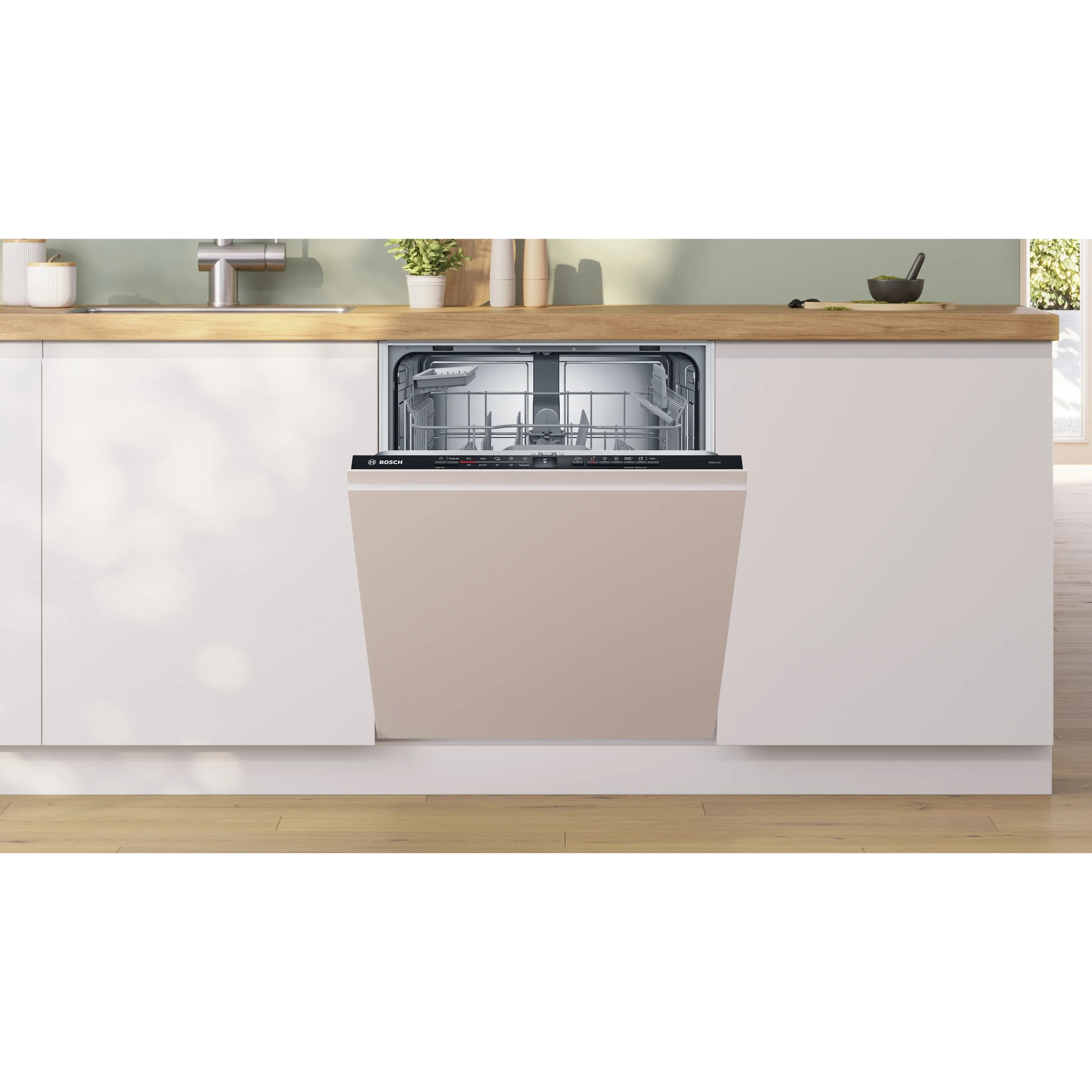 Masina de spalat vase complet incorporabila Bosch Serie 2, SMV2HTX06E, 60cm, 13 seturi, 5 programe, Alb