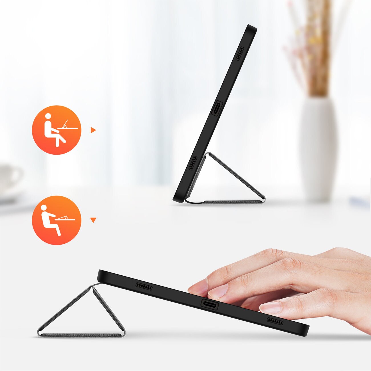 Husă tabletă compatibilă cu Samsung Galaxy Tab S10 FE 10,9 inch (SM-X520, SM-X526) - DUX DUCIS DOMO negru smart case cu suport pentru stylus