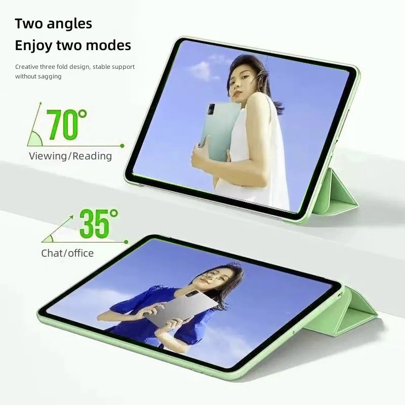 Husa Ultra Slim pentru Lenovo Idea Tab Plus / Tab K12, 12.1" (2025), Silicon TPU, Smart Cover - Verde menta