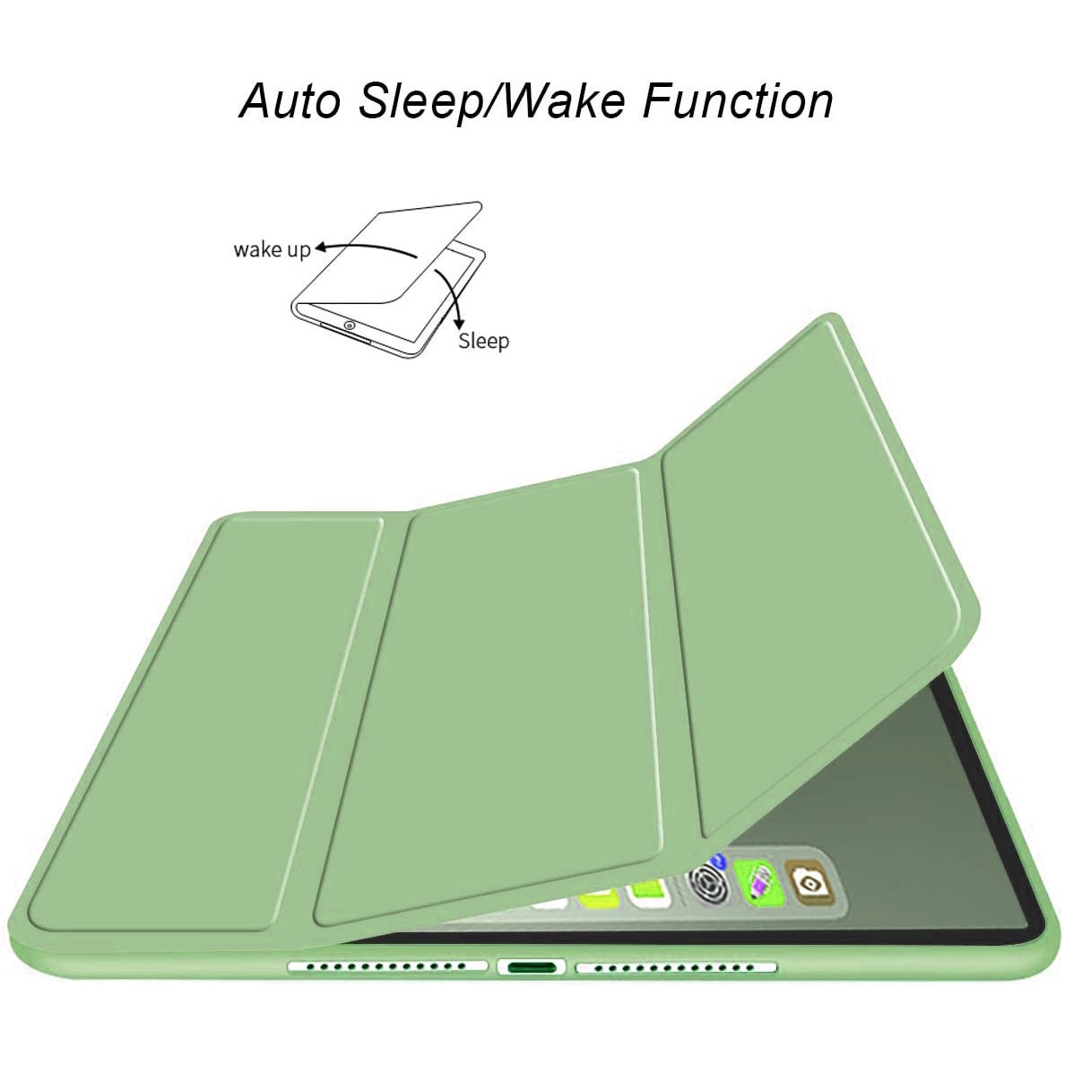 Husa Ultra Slim pentru Lenovo Idea Tab Plus / Tab K12, 12.1" (2025), Silicon TPU, Smart Cover - Verde menta