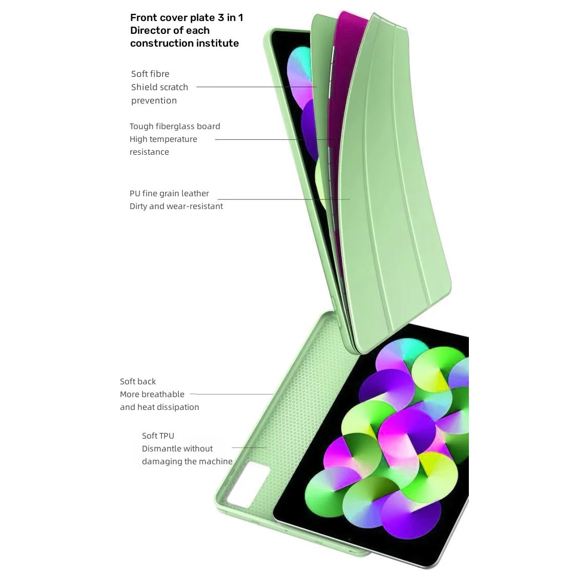 Husa Ultra Slim pentru Lenovo Idea Tab Plus / Tab K12, 12.1" (2025), Silicon TPU, Smart Cover - Verde menta