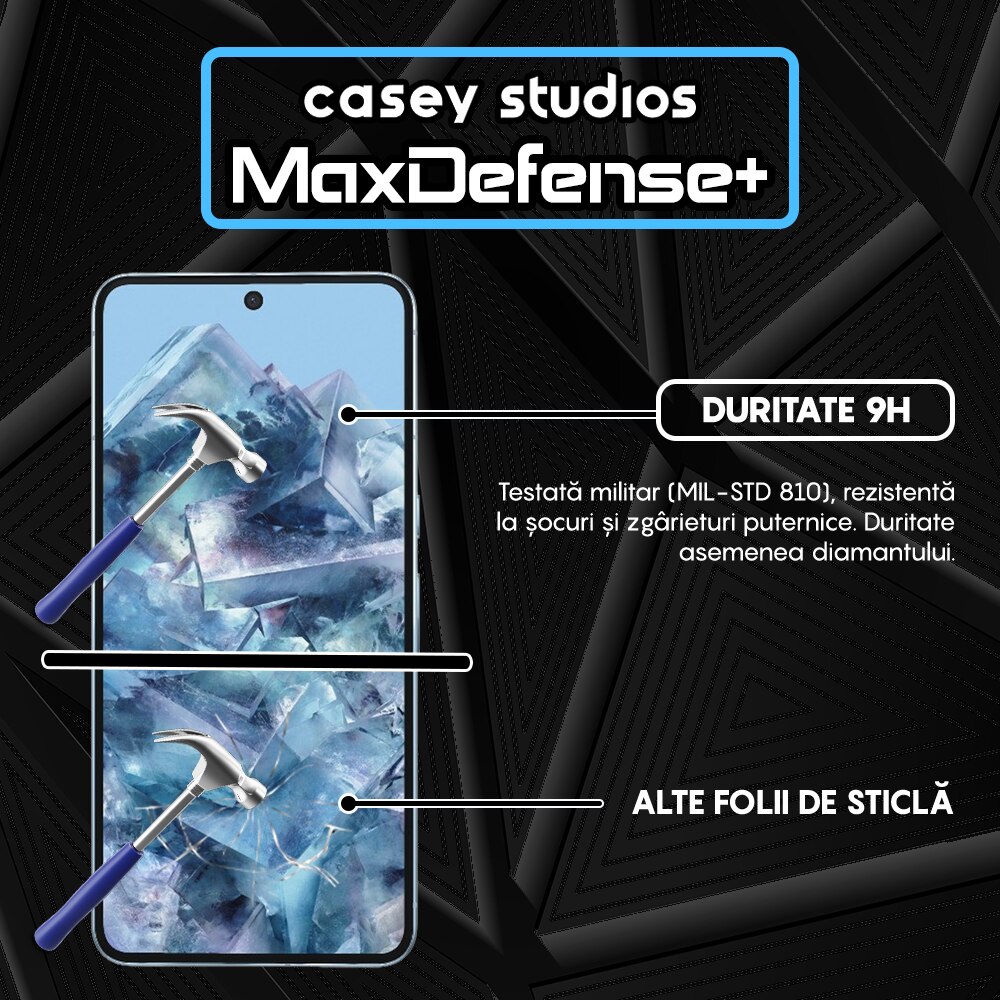 Folie Sticla CASEY STUDIOS™ compatibila cu Google Pixel 8 Pro, Full Cover 3D, Full Glue, Duritate Militara, Ultra HD, Anti Zgarieturi, Anti Amprente, Anti Socuri, Margini Negre
