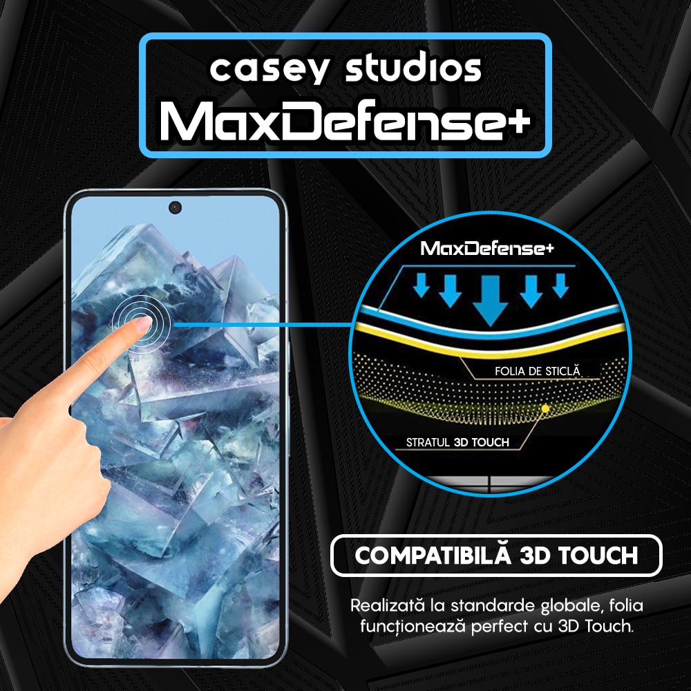 Folie Sticla CASEY STUDIOS™ compatibila cu Google Pixel 8 Pro, Full Cover 3D, Full Glue, Duritate Militara, Ultra HD, Anti Zgarieturi, Anti Amprente, Anti Socuri, Margini Negre