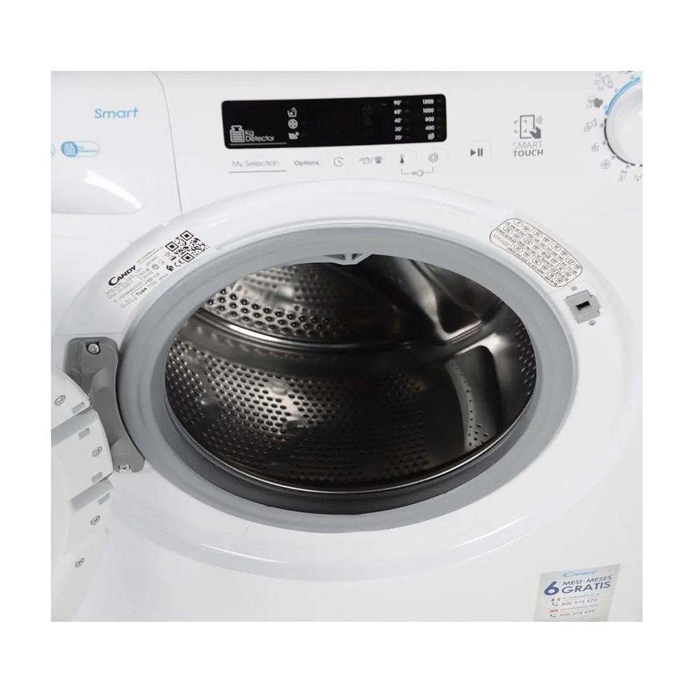 Masina de spalat rufe Candy CS4 1262DE/1-S, Slim, Conectivitate Simply-Fi, NFC, 6 Kg, 1200 pm, Clasa D, Alba