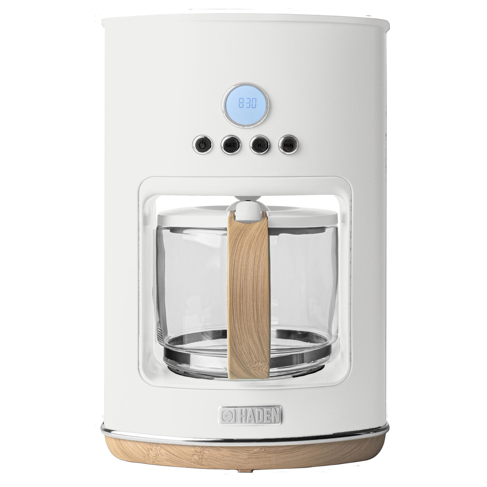 Cafetieră Haden Dorchester, 1080 W, 1,5 l, alb, programator electronic, menținerea temperaturii