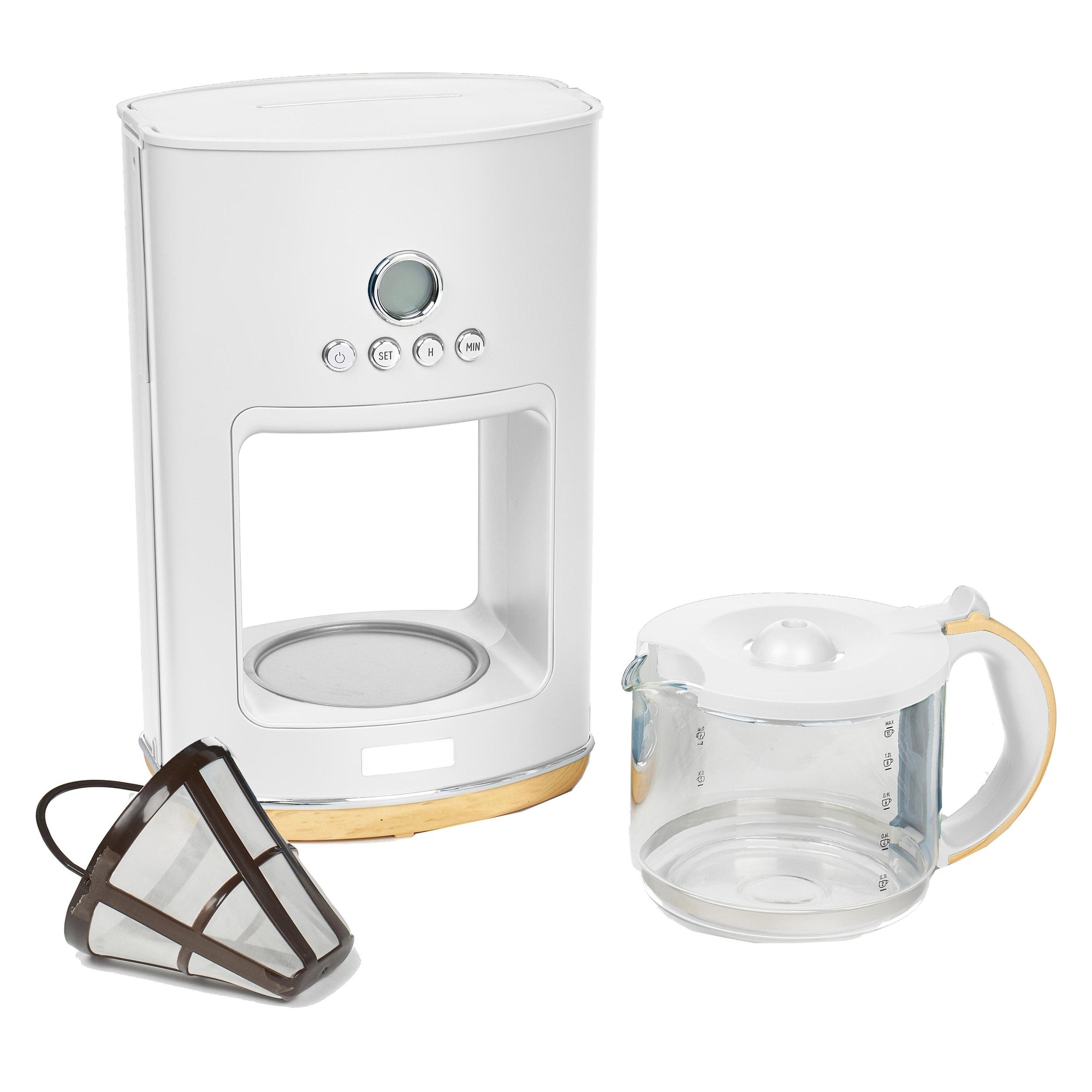 Cafetieră Haden Dorchester, 1080 W, 1,5 l, alb, programator electronic, menținerea temperaturii