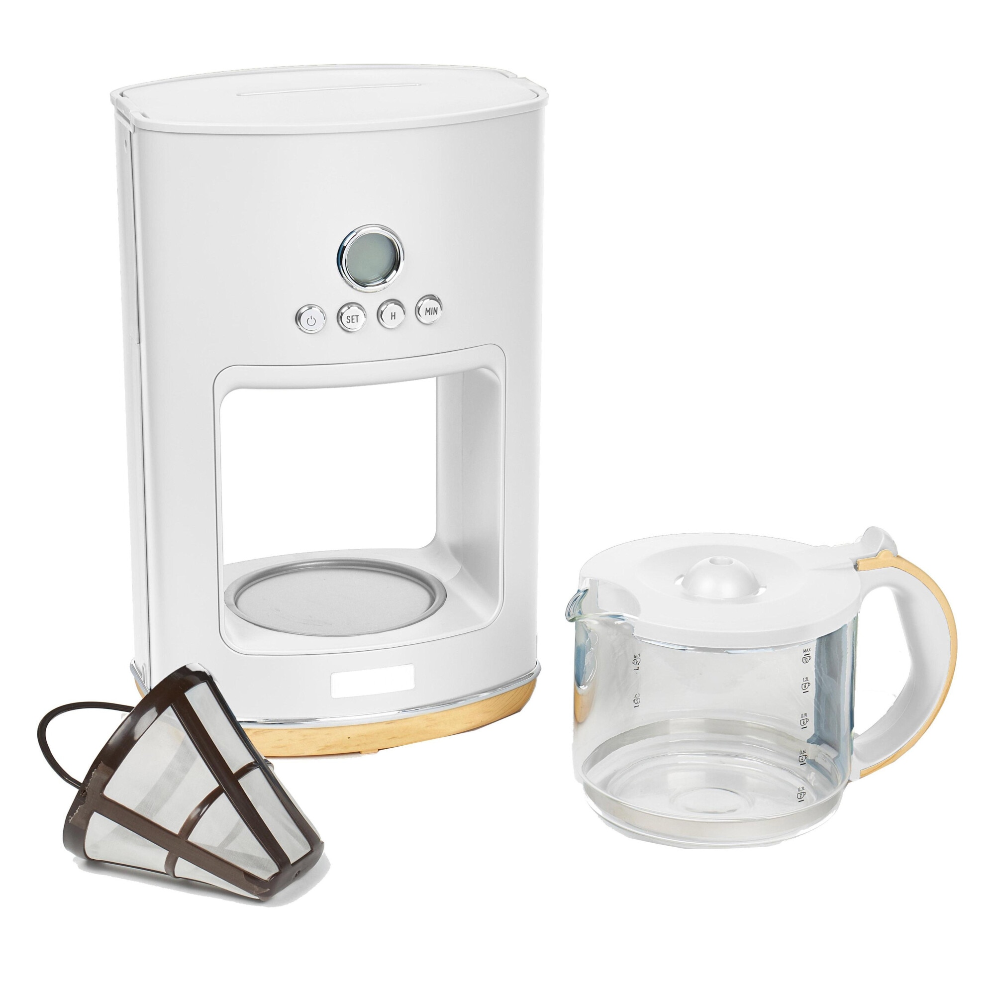 Cafetieră Haden Dorchester, 1080 W, 1,5 l, alb, programator electronic, menținerea temperaturii