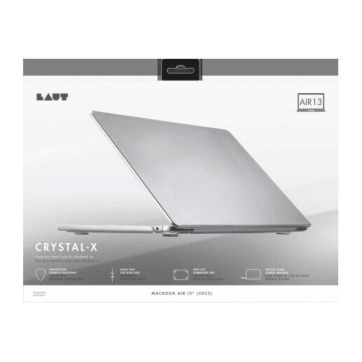 Carcasa de protectie LAUT Slim Crystal-X pentru MacBook Air 13" M2 2022/M3 2024, transparenta, subtire, 13"