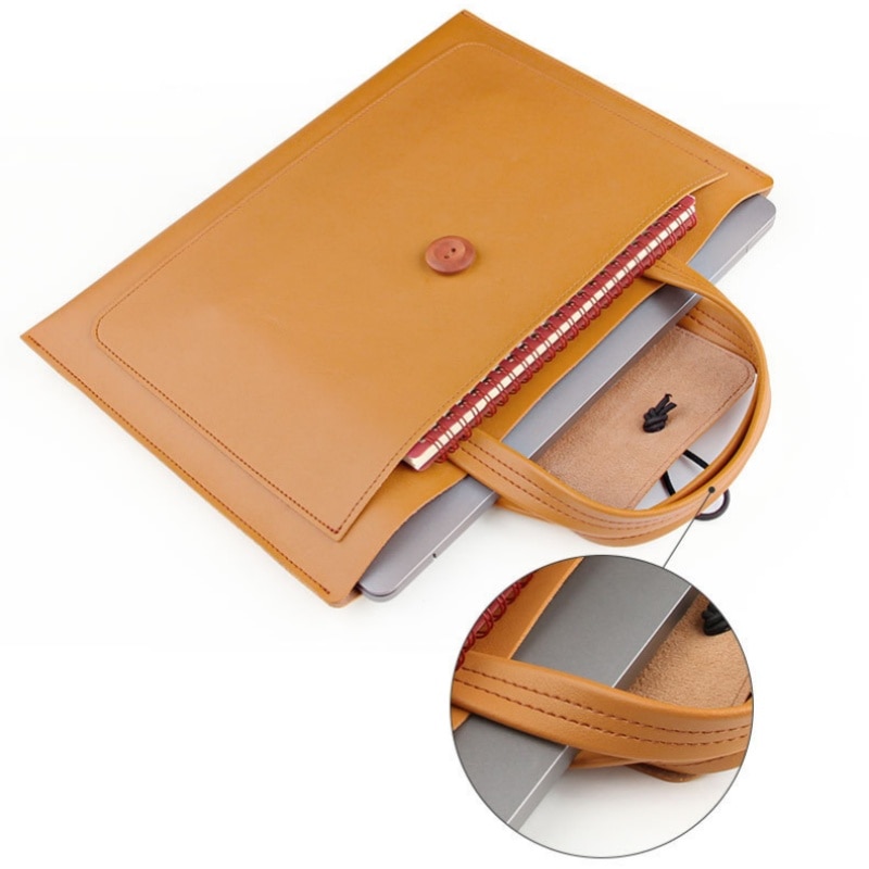 Geanta laptop UWOT, piele ecologica, impermeabilă, subțire, maro, 415x2x290mm