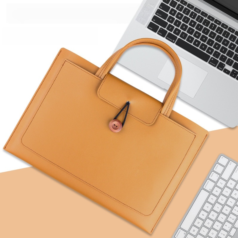 Geanta laptop UWOT, piele ecologica, impermeabilă, subțire, maro, 415x2x290mm