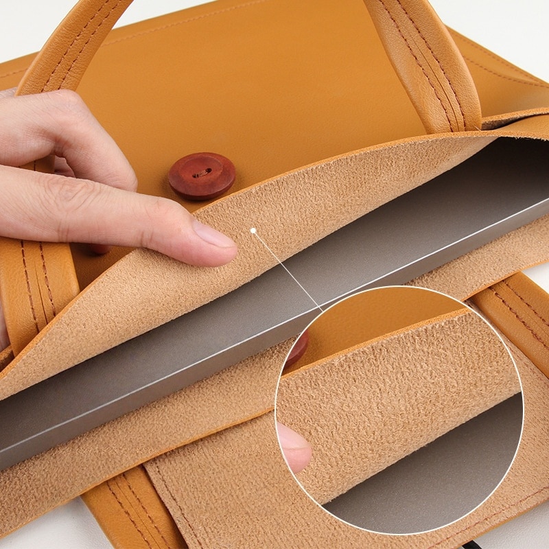 Geanta laptop UWOT, piele ecologica, impermeabilă, subțire, maro, 415x2x290mm