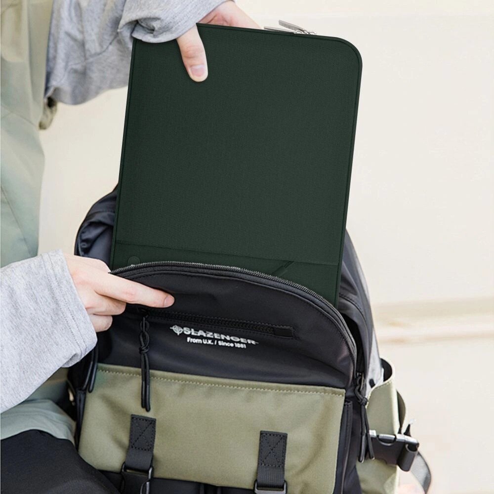 Etui laptop Tech-Protect Sleevy, 15-16 inch, verde inchis, 41,5x29x2,5cm