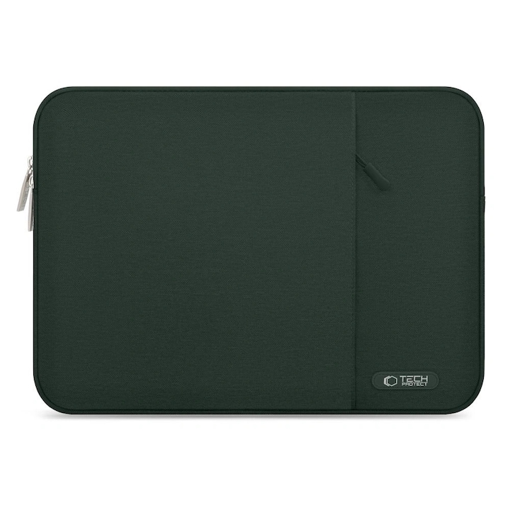 Etui laptop Tech-Protect Sleevy, 15-16 inch, verde inchis, 41,5x29x2,5cm