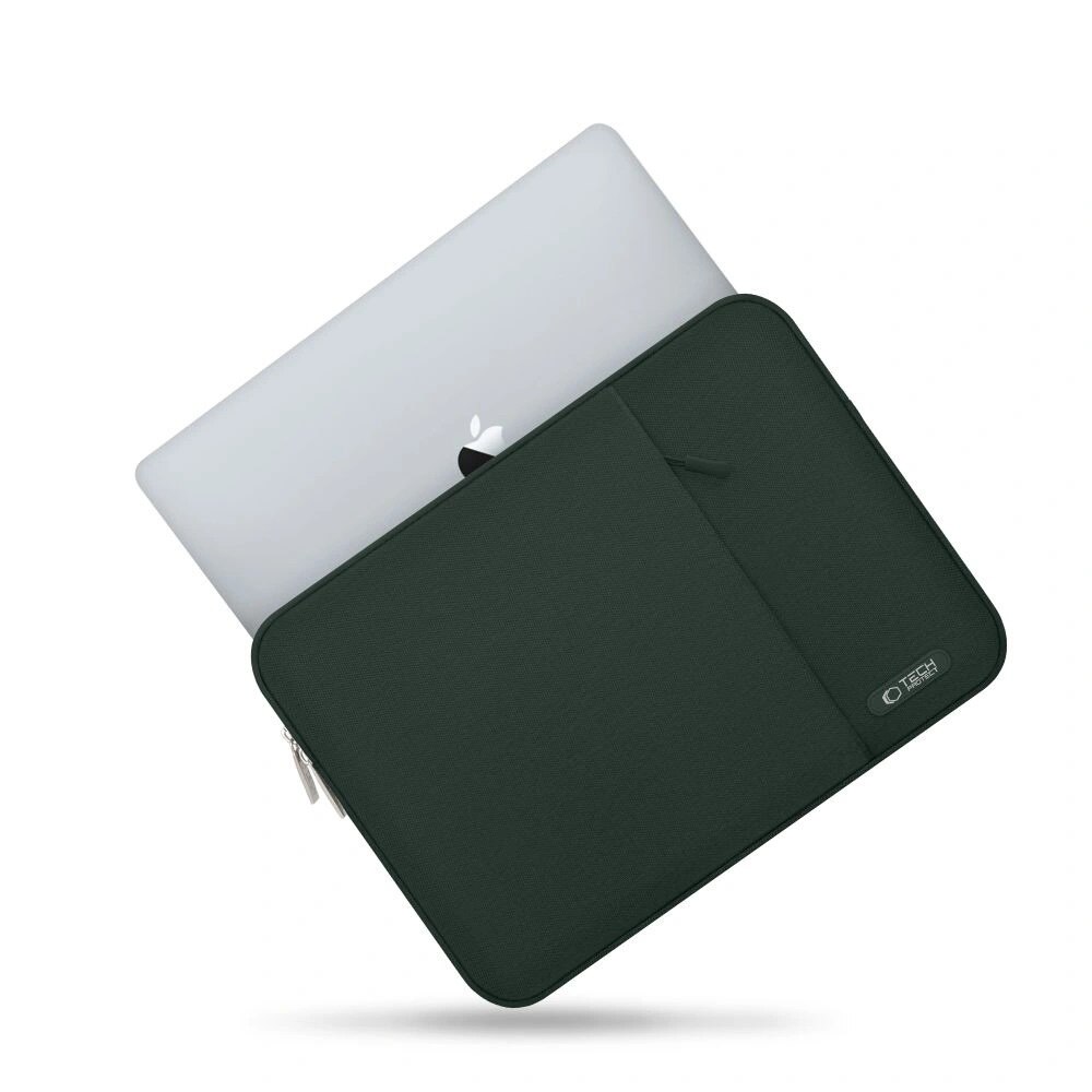 Etui laptop Tech-Protect Sleevy, 15-16 inch, verde inchis, 41,5x29x2,5cm