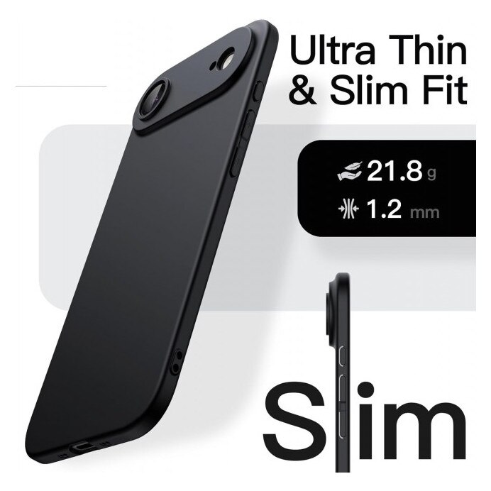 Husa Upzz® Ultra Slim New Compatibila Cu iPhone 17 AIR, Silicon Soft Slim Anti Amprente, Protectie La Camera, Negru