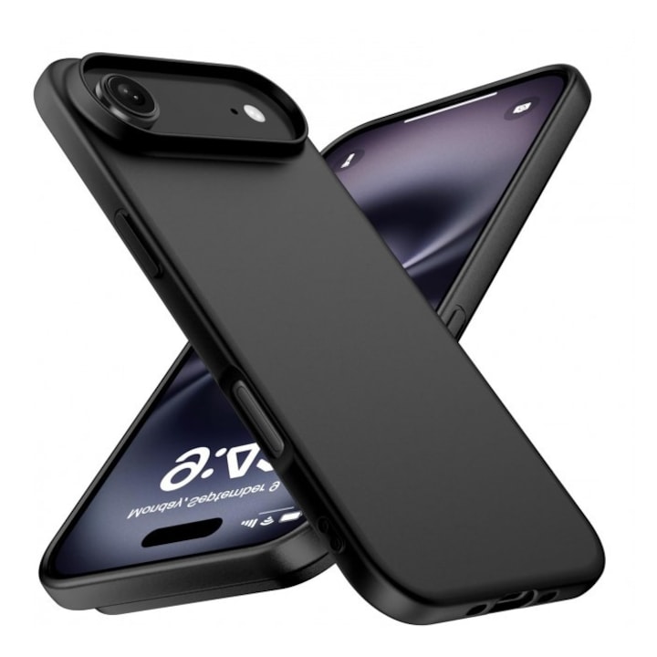 Husa Upzz® Ultra Slim New Compatibila Cu iPhone 17 AIR, Silicon Soft Slim Anti Amprente, Protectie La Camera, Negru