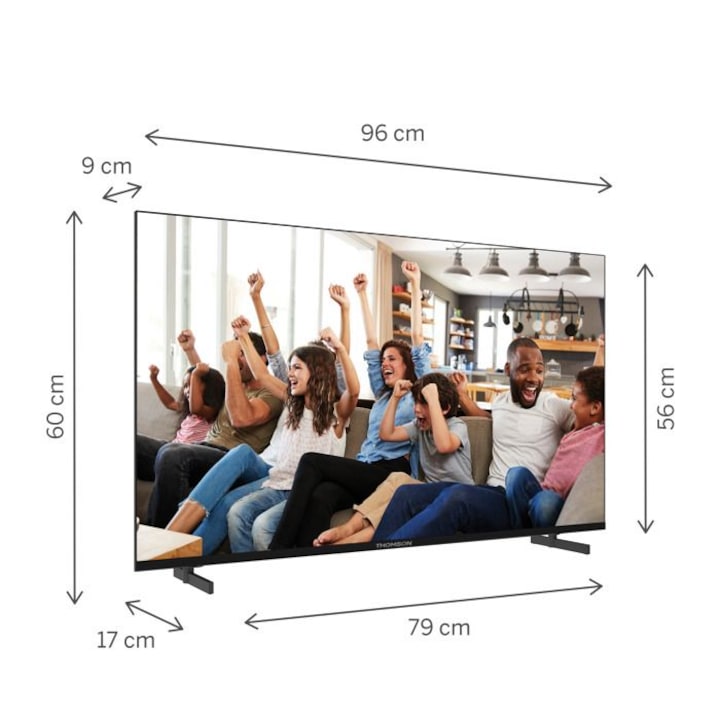 Televizor Smart 43" Thomson UHD 4K, LED HDR, 2 difuzoare, negru