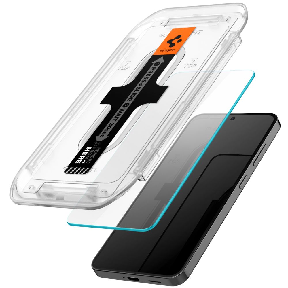Set 2 folii sticla cu sistem de montare Case friendly Spigen GLAStR EZ FIT compatibil cu Samsung Galaxy S24 / S25