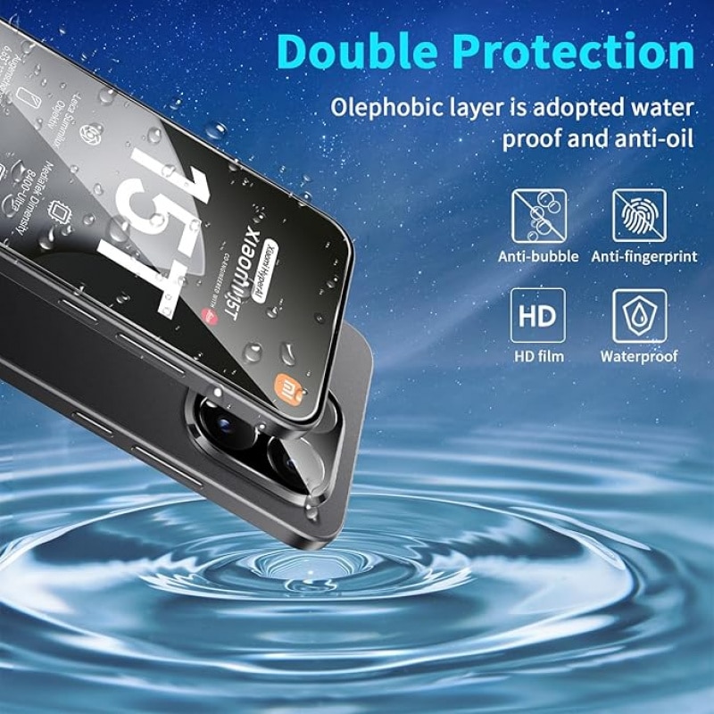 Set folie sticla securizata compatibile cu Xiaomi 15T 15T Pro, transparent negru, 0.33mm, 9H, 2+2 piese