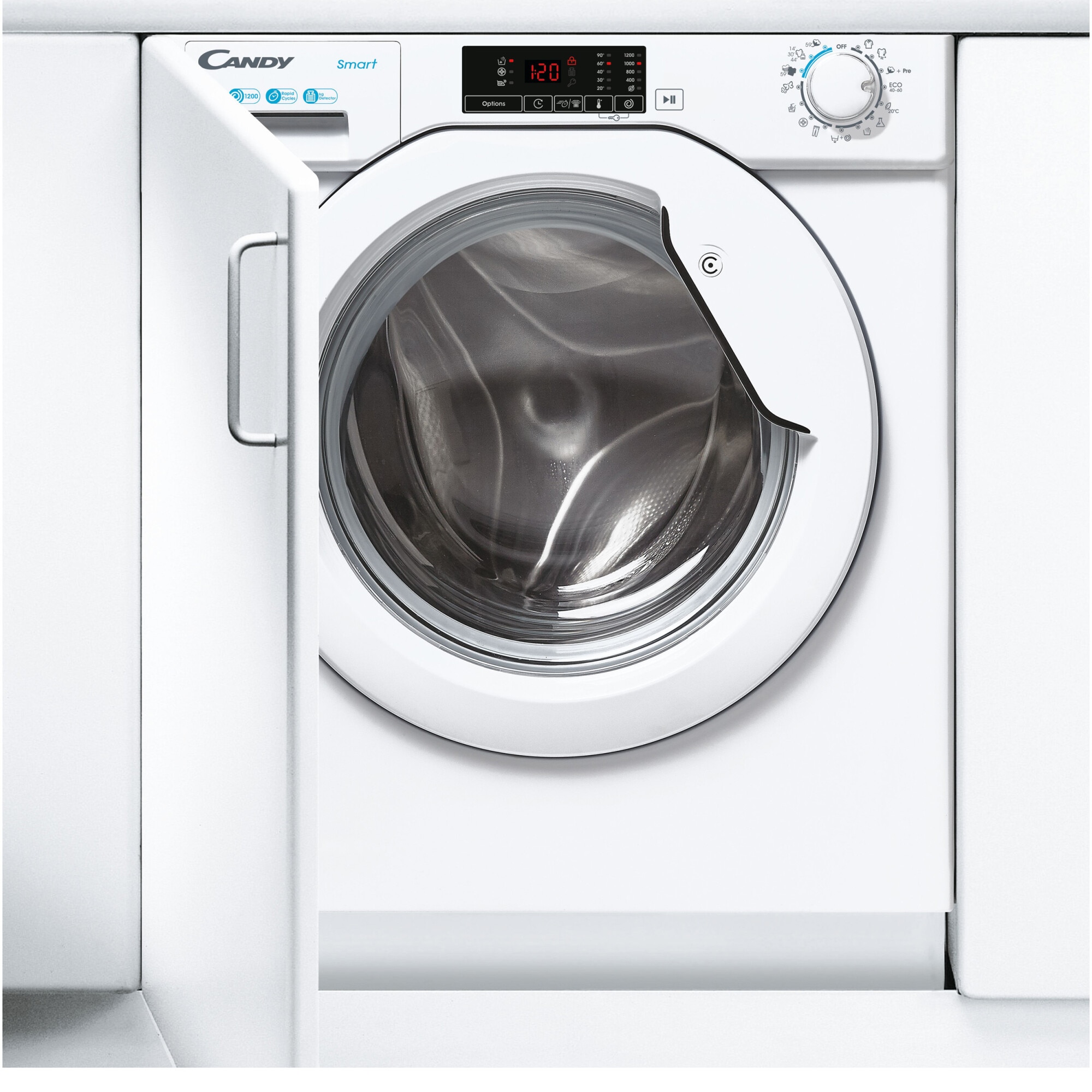 Masina de spalat rufe incorporabila Candy CBW 27D1E-S, 7kg, 1200 rpm, 16 progame, Timer display, Clasa D