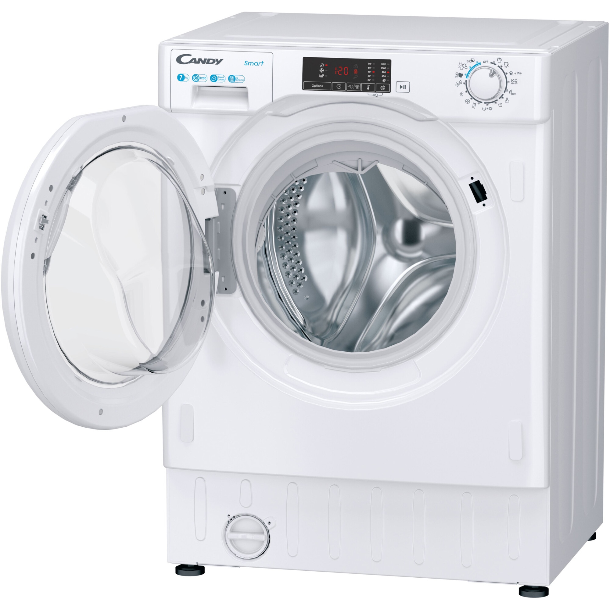 Masina de spalat rufe incorporabila Candy CBW 27D1E-S, 7kg, 1200 rpm, 16 progame, Timer display, Clasa D