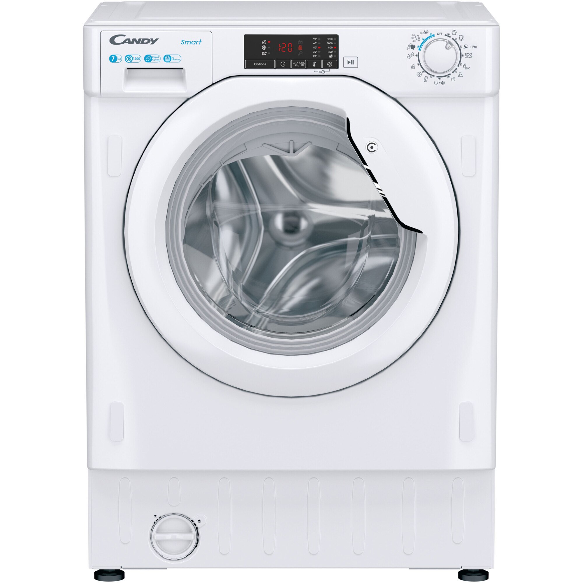 Masina de spalat rufe incorporabila Candy CBW 27D1E-S, 7kg, 1200 rpm, 16 progame, Timer display, Clasa D