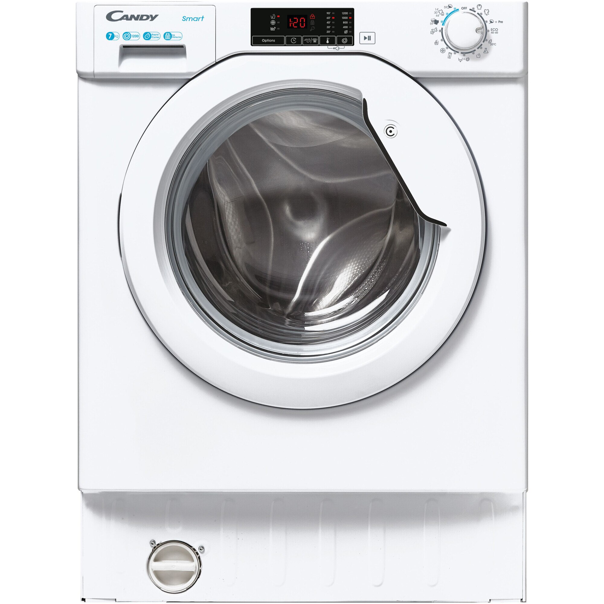 Masina de spalat rufe incorporabila Candy CBW 27D1E-S, 7kg, 1200 rpm, 16 progame, Timer display, Clasa D