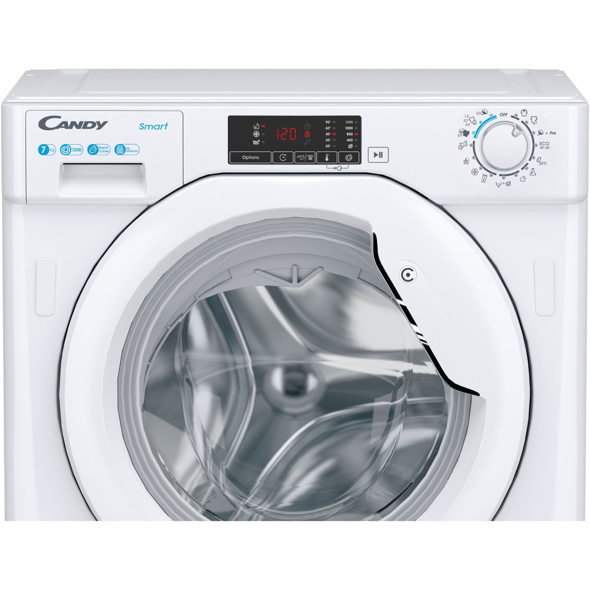 Masina de spalat rufe incorporabila Candy CBW 27D1E-S, 7kg, 1200 rpm, 16 progame, Timer display, Clasa D