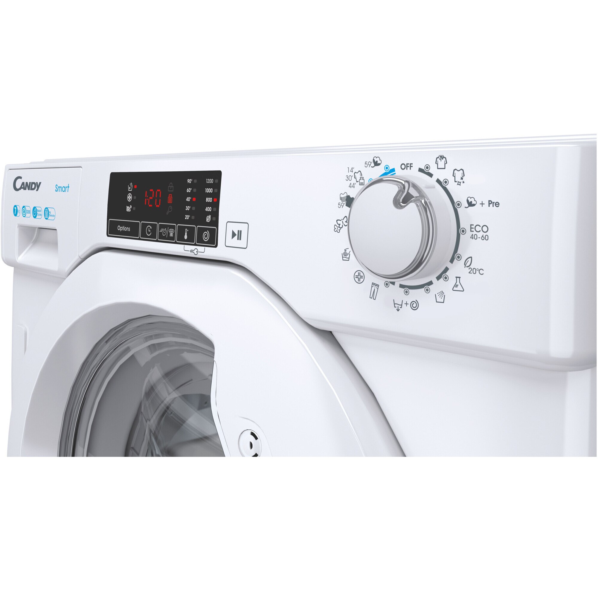 Masina de spalat rufe incorporabila Candy CBW 27D1E-S, 7kg, 1200 rpm, 16 progame, Timer display, Clasa D