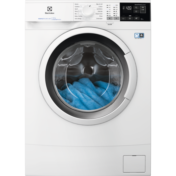 Masina de spalat, Electrolux, EW6SN406WI, PerfectCare ,Cu incarcare frontala, 6 kg, 1000 rpm, Motor invertor, TimeManager, Alb